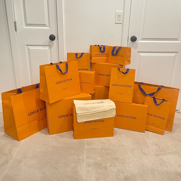 NEW Set of 2 LOUIS VUITTON Empty Shopping Tote & Gift Box Storage Authentic - Picture 3 of 3